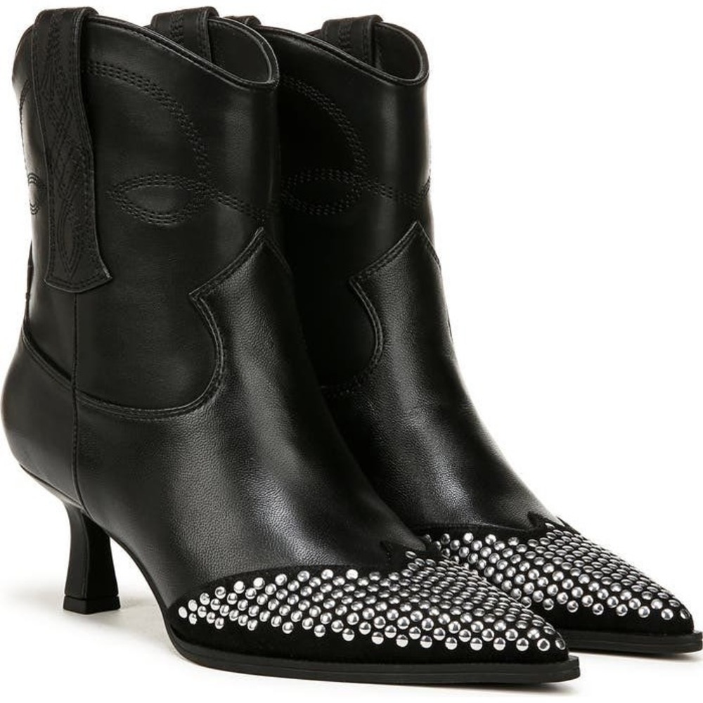 Circus‎ NY by Sam Edelman Studded Ankle Boots Black Leather Pointed Toe Size 6
